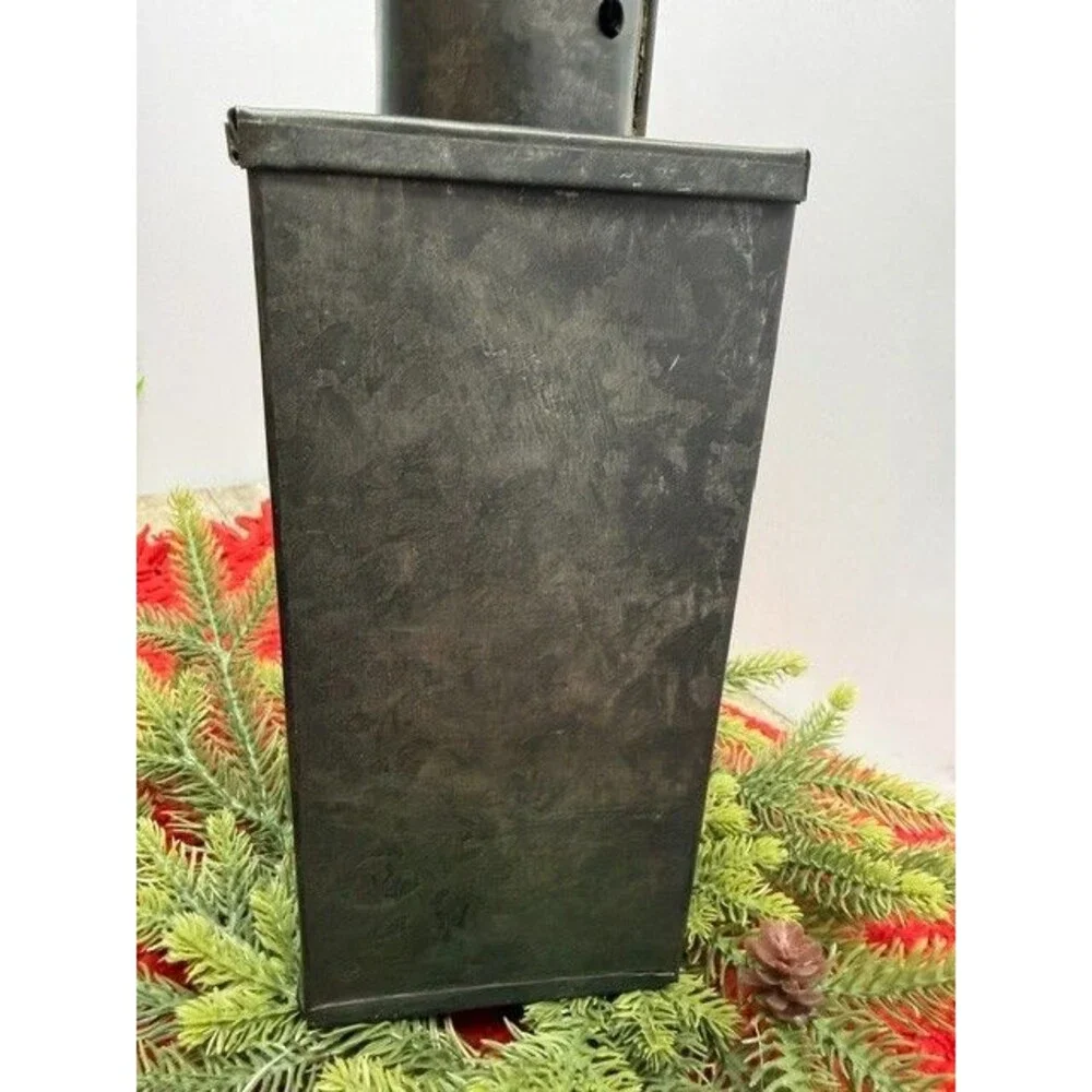 VINTAGE PRIMITIVE TIN CANDLE LANTERN WITH HANDLE 14